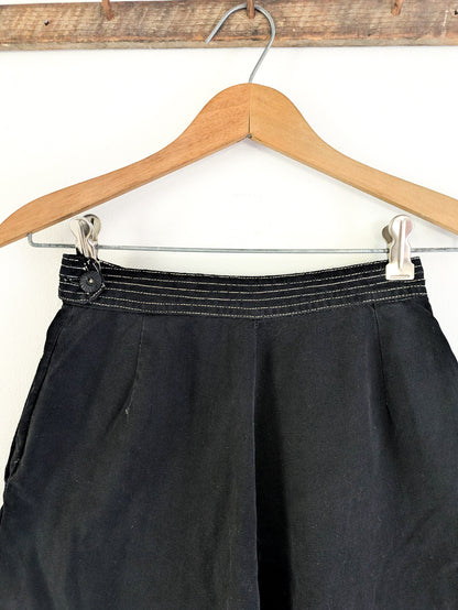40s Black Cotton Shorts