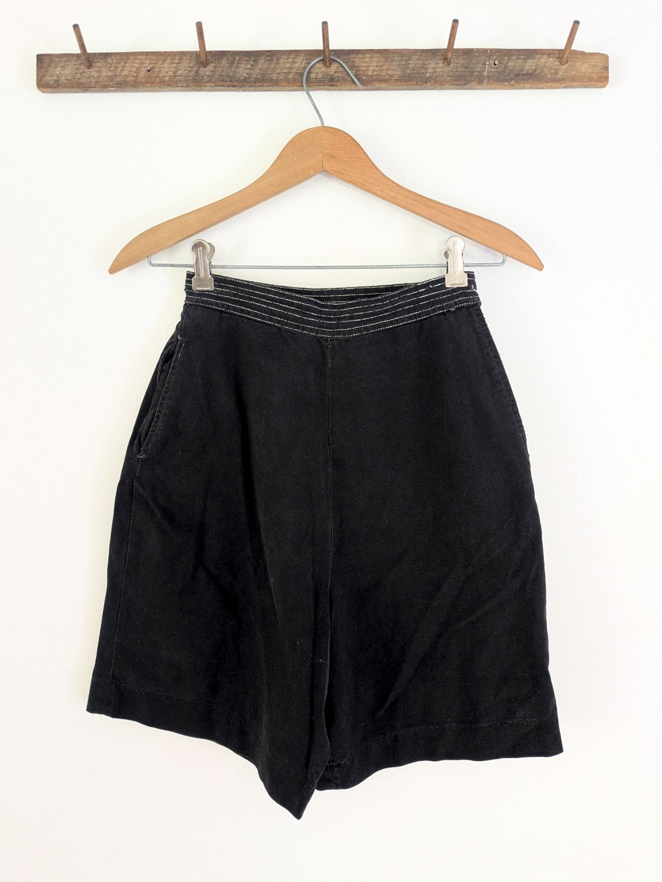 40s Black Cotton Shorts