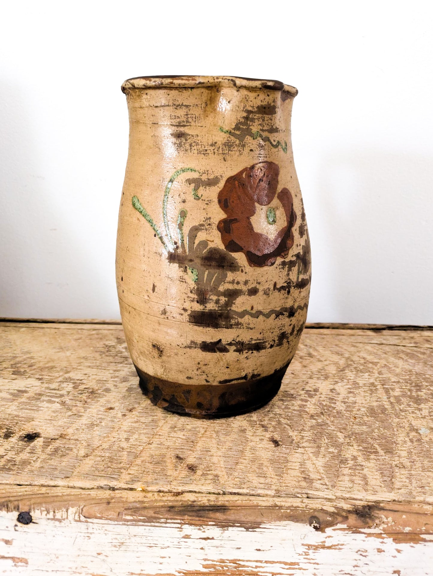Antique French Hand Painted Pitcher