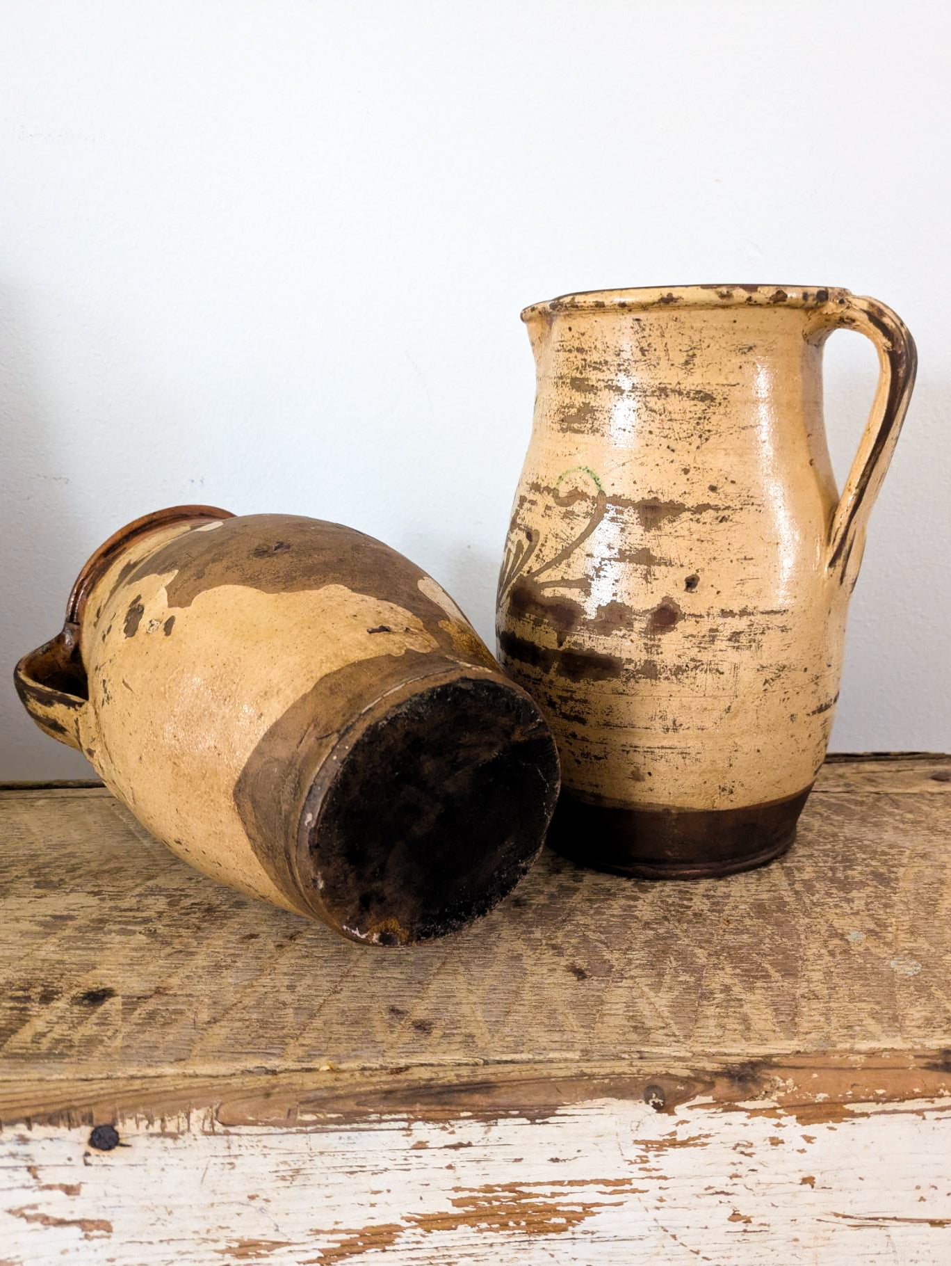 Antique French Hand Painted Pitcher