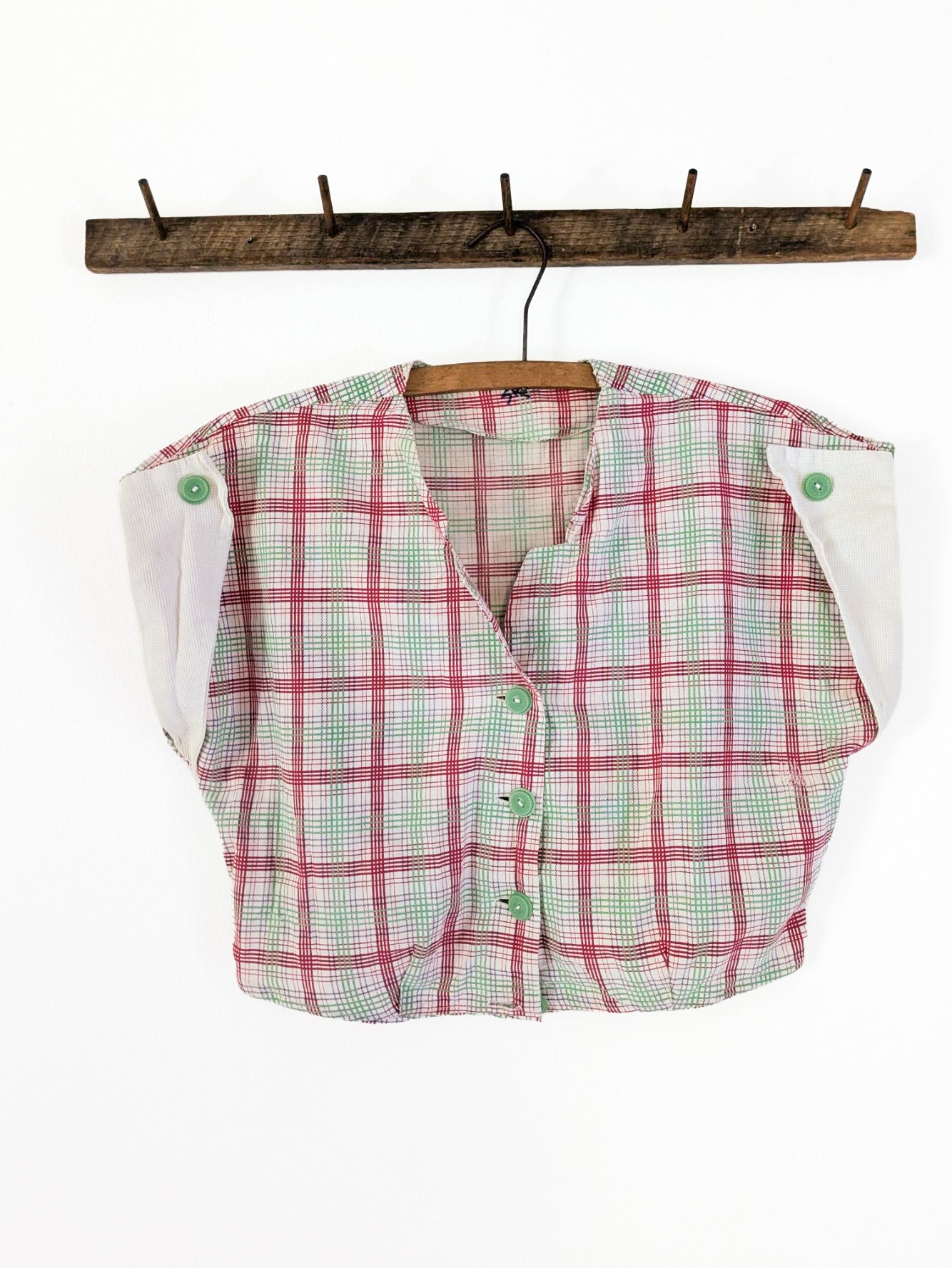 40s Cotton Plaid Blouse
