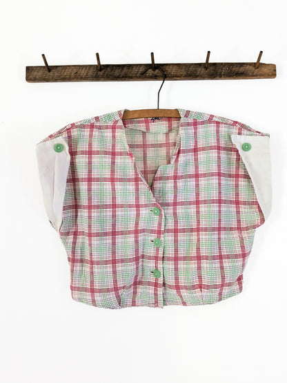 40s Cotton Plaid Blouse