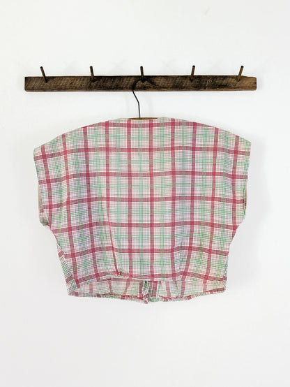 40s Cotton Plaid Blouse