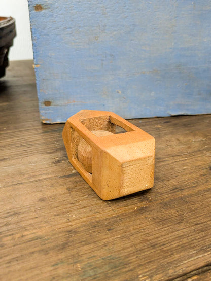 Small Ball in Cage Folk Carved Whimsey