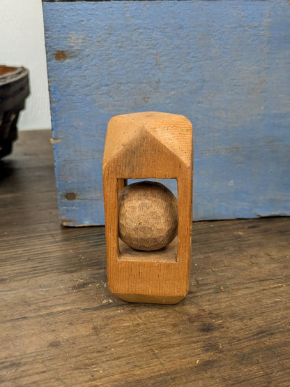 Small Ball in Cage Folk Carved Whimsey