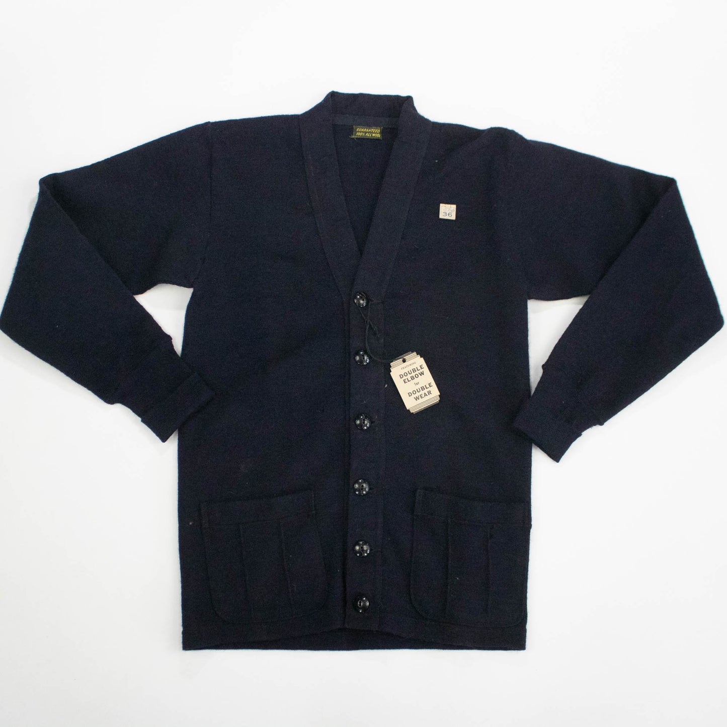 Deadstock 40s Navy Blue Wool Cardigan
