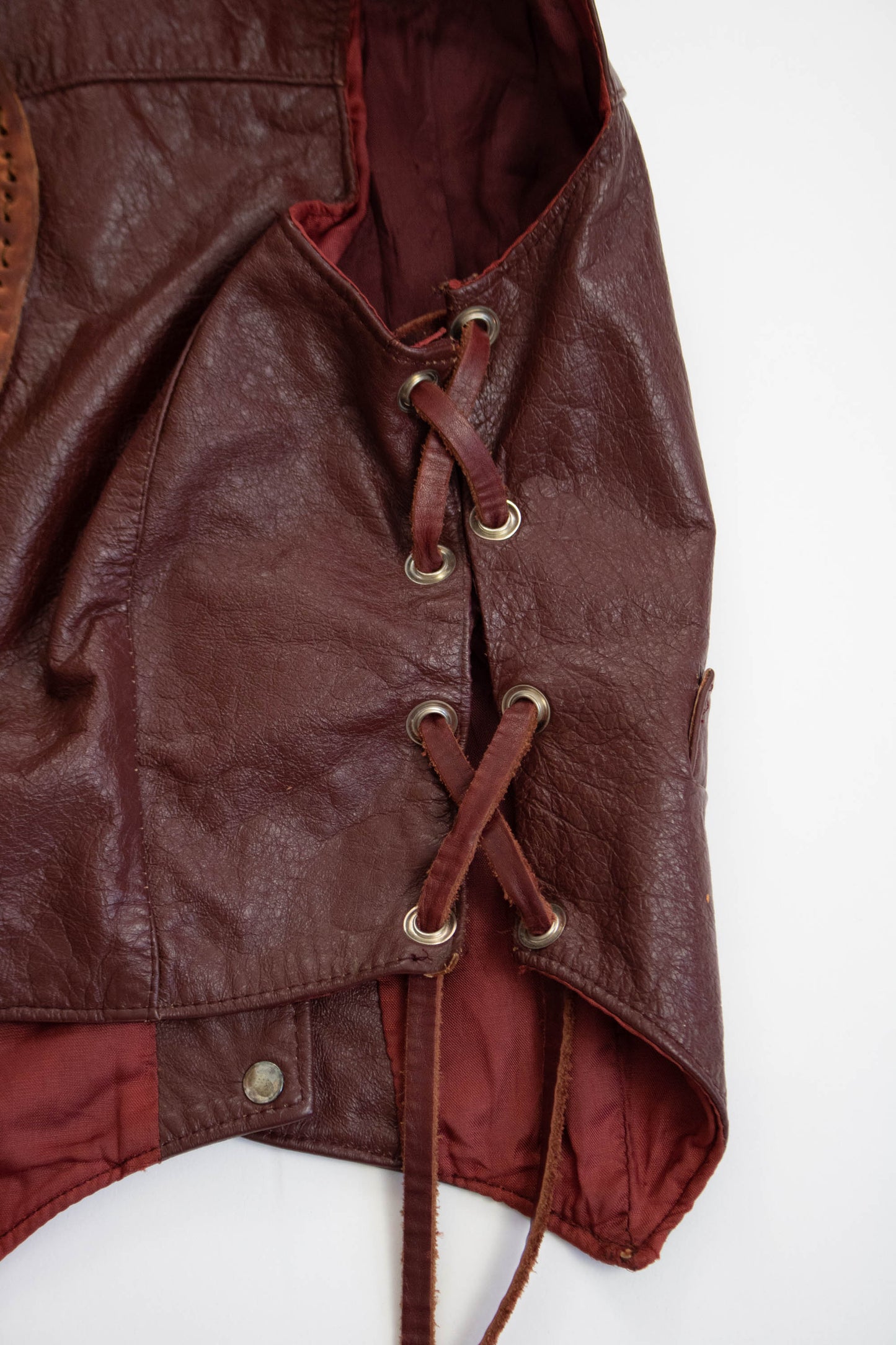 Vintage 1970s Lace Up Leather Vest