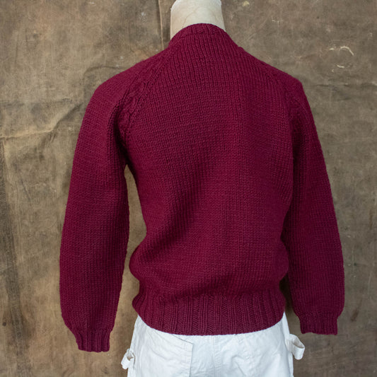 Vintage Small Medium Burgundy Wool Sweater with Camp Patch
