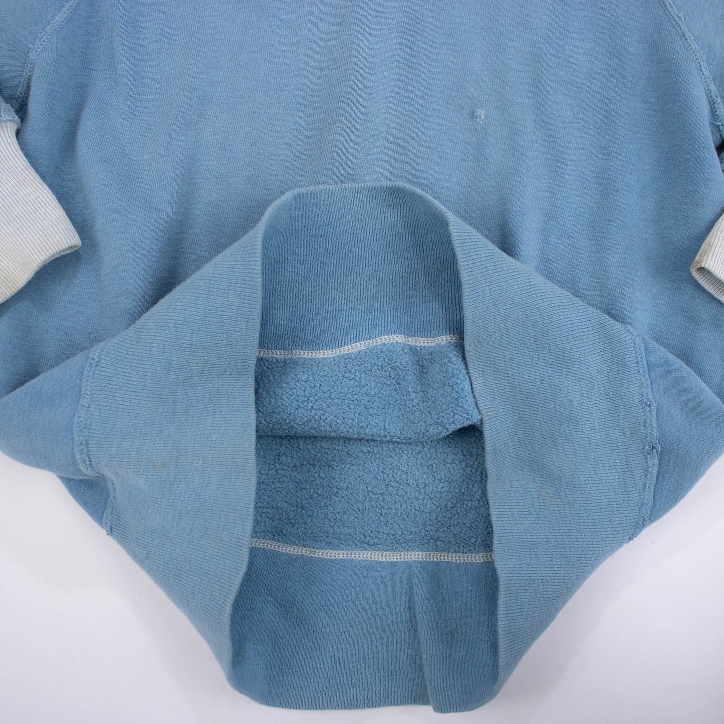 RESERVED FOR ALEX 50's Blue Cotton Remade Sweatshirt with Light Blue Cuffs