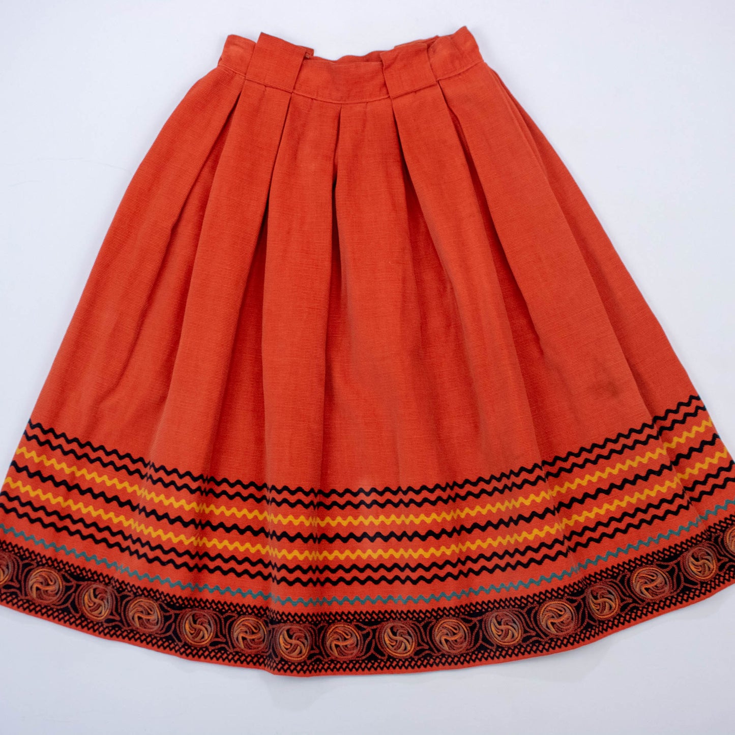 Waist sz 24 25 40s 50s Orange Corduroy Skirt