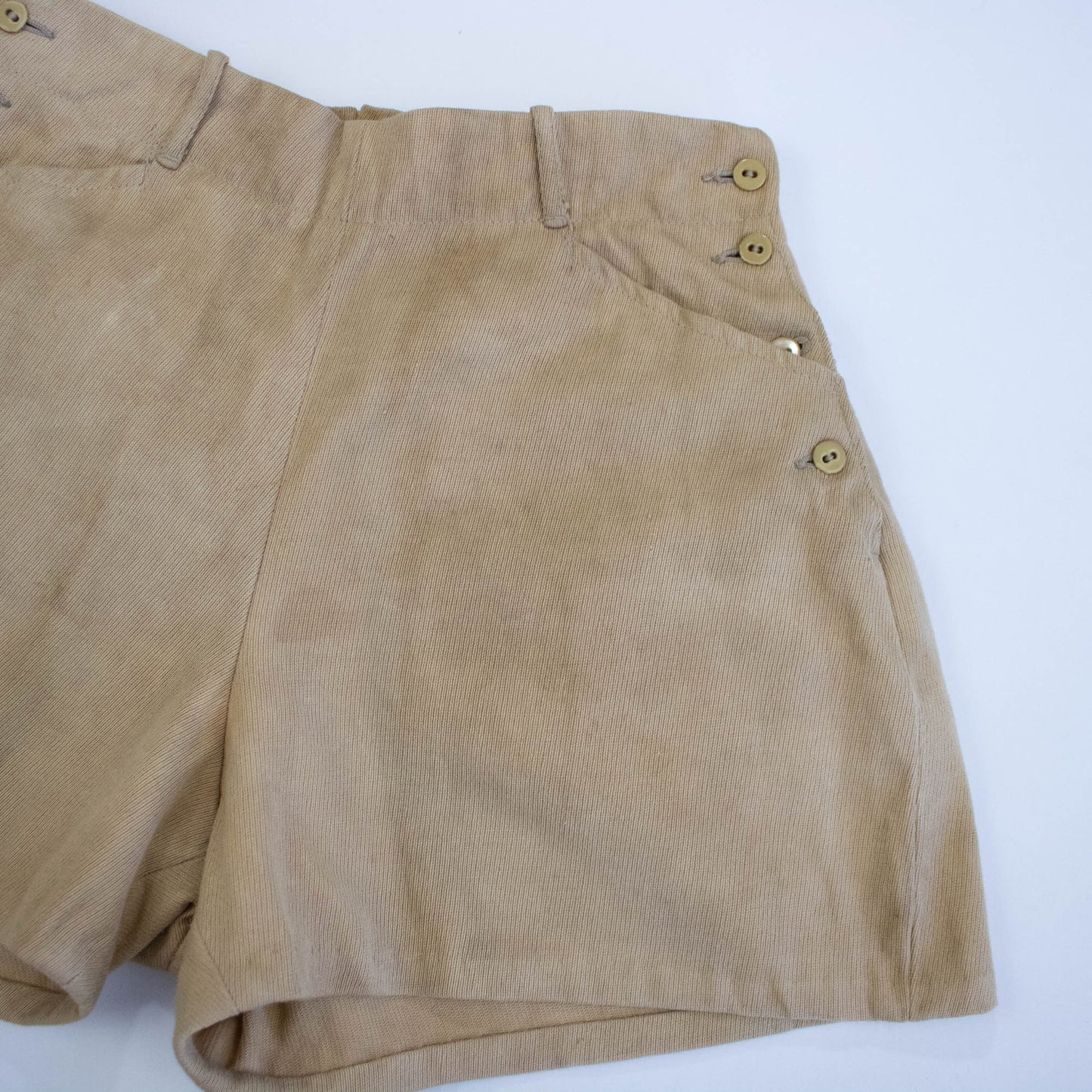 30s Tan Side Button Shorts