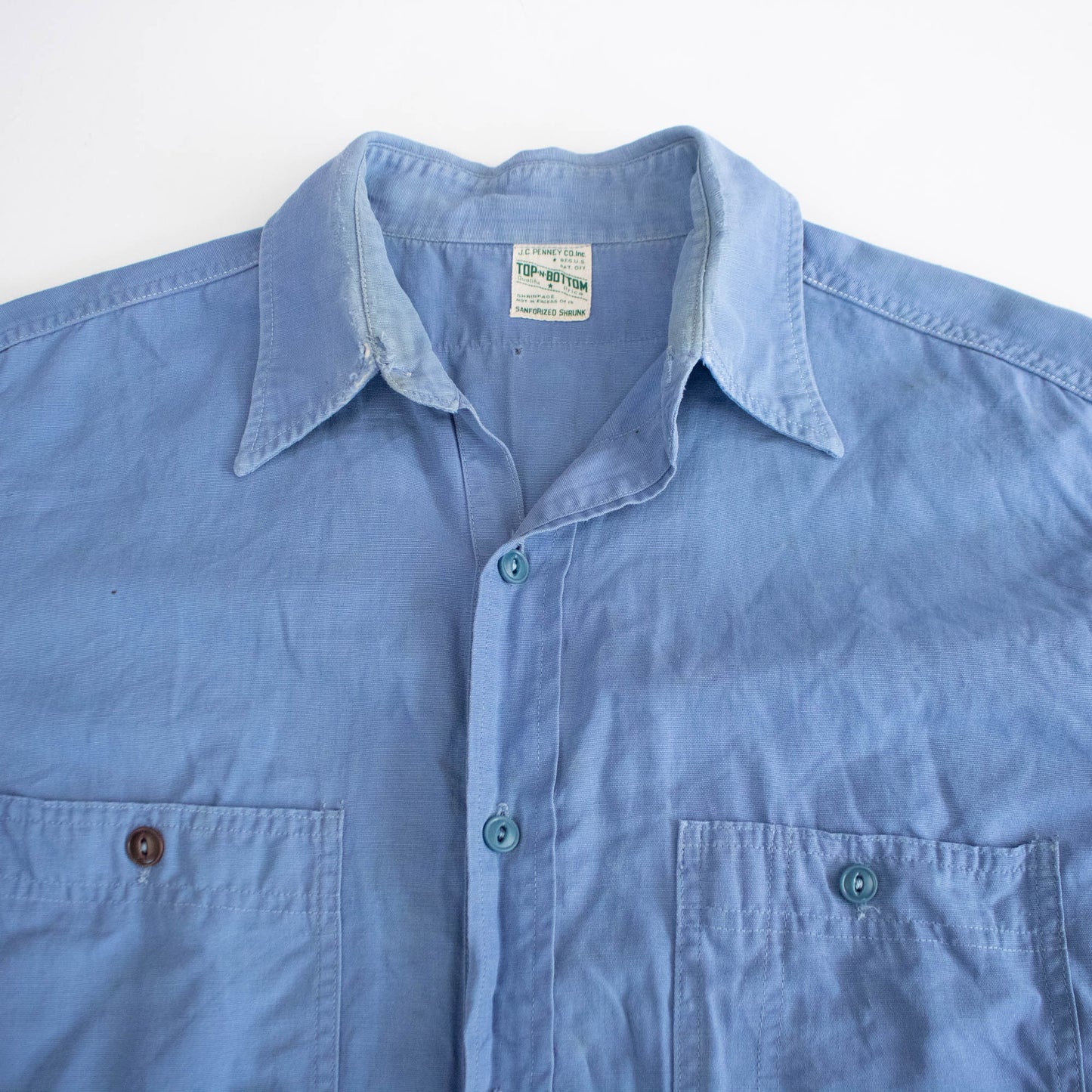 Early 50's JCP Herringbone Blue Button Up