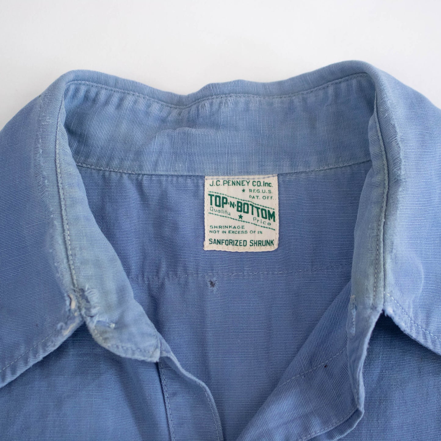 Early 50's JCP Herringbone Blue Button Up