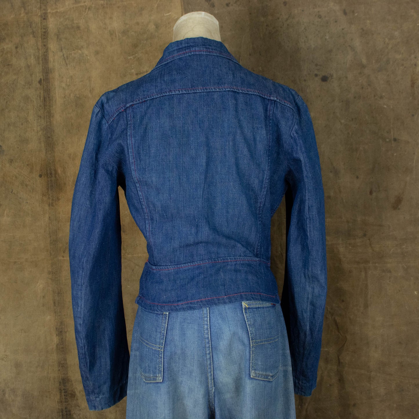 Vintage 40s Medium Sized Western Cut Denim Jacket with Smiley Pockets