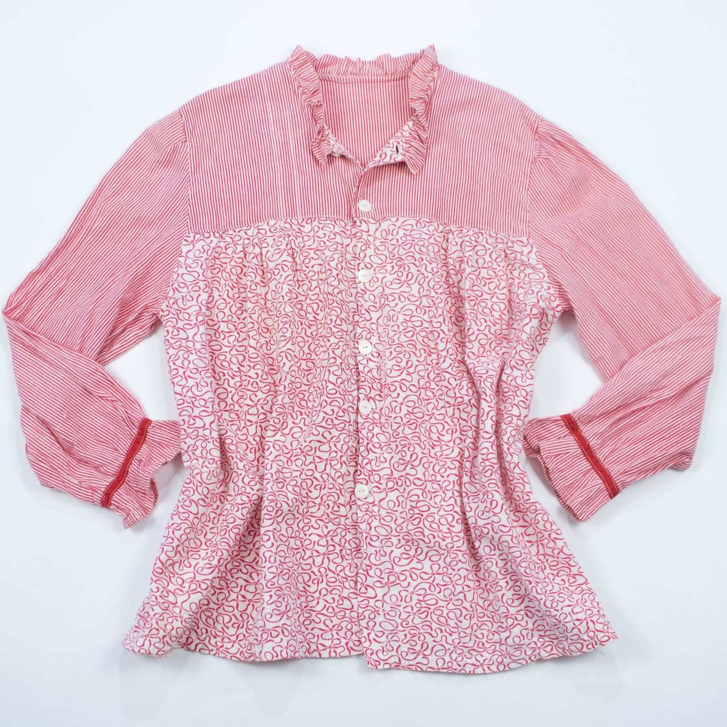 Sm Med 40s Flannel Feedsack Blouse