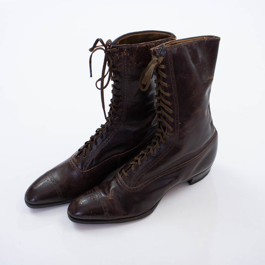 Sz 6 6.5 Victorian Leather Boots